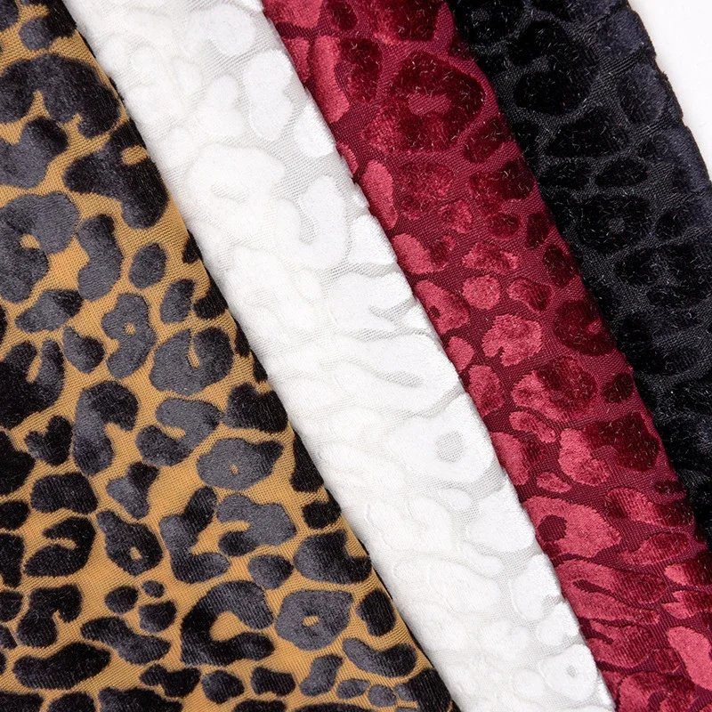 Tela de terciopelo Burnout con estampado de leopardo multicolor, 1 yarda, tela de terciopelo con estampado africano nigeriano para vestido, ropa de costura DIY