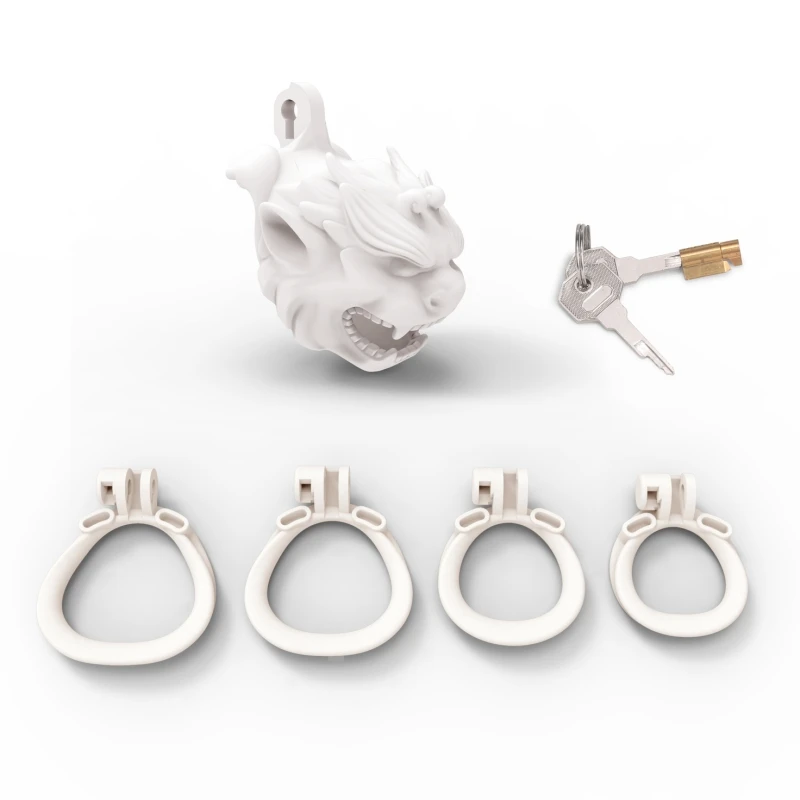 2024 New Male Lion Head Chastity Lock with Bell Male Sex Toys Ascetic Anti-Cheating Chastity Device Penis Bondage Sex Shop 정조대