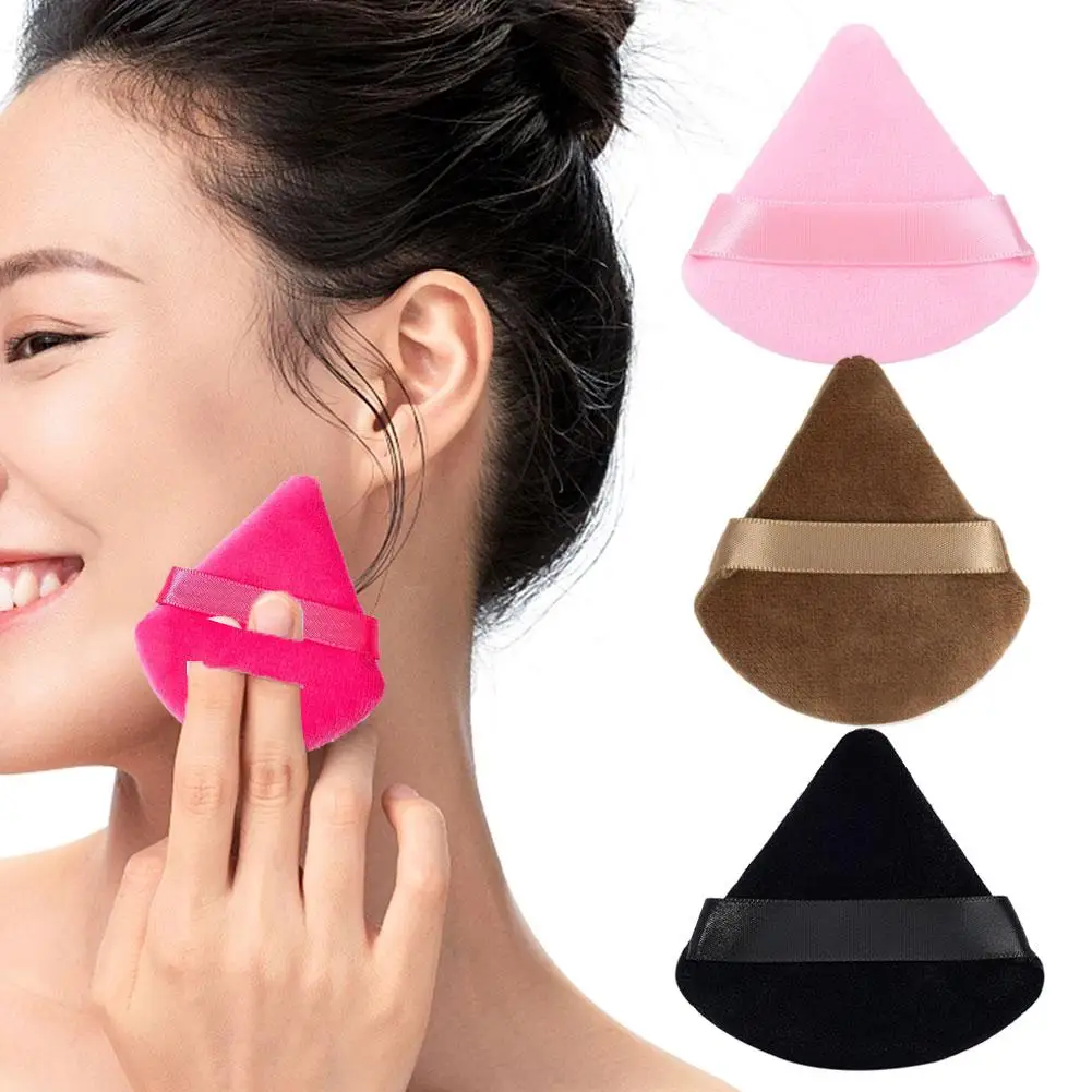 Triangular loose powder puff Reusable Triangle Velvet Sponge Cosmetics Washable Lightweight Makeup Tool