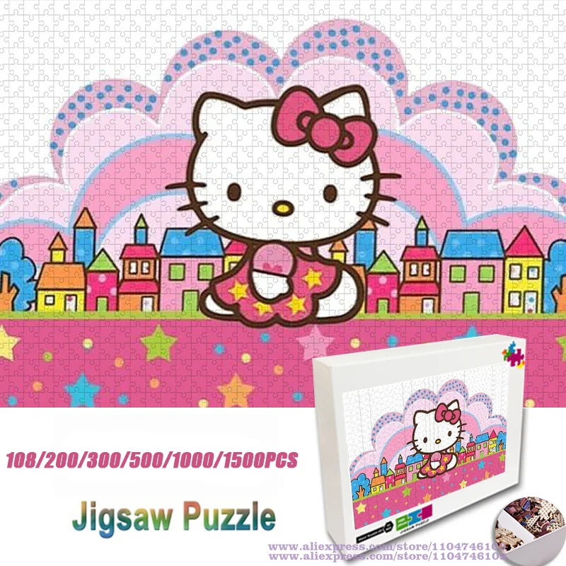 

Sanrio Hello Kitty Puzzle Jigsaw 108/200/300/500/1000/1500Pcs Diy Puzzles Intelligence Puzzles for Kids Girl's Birthday Gift