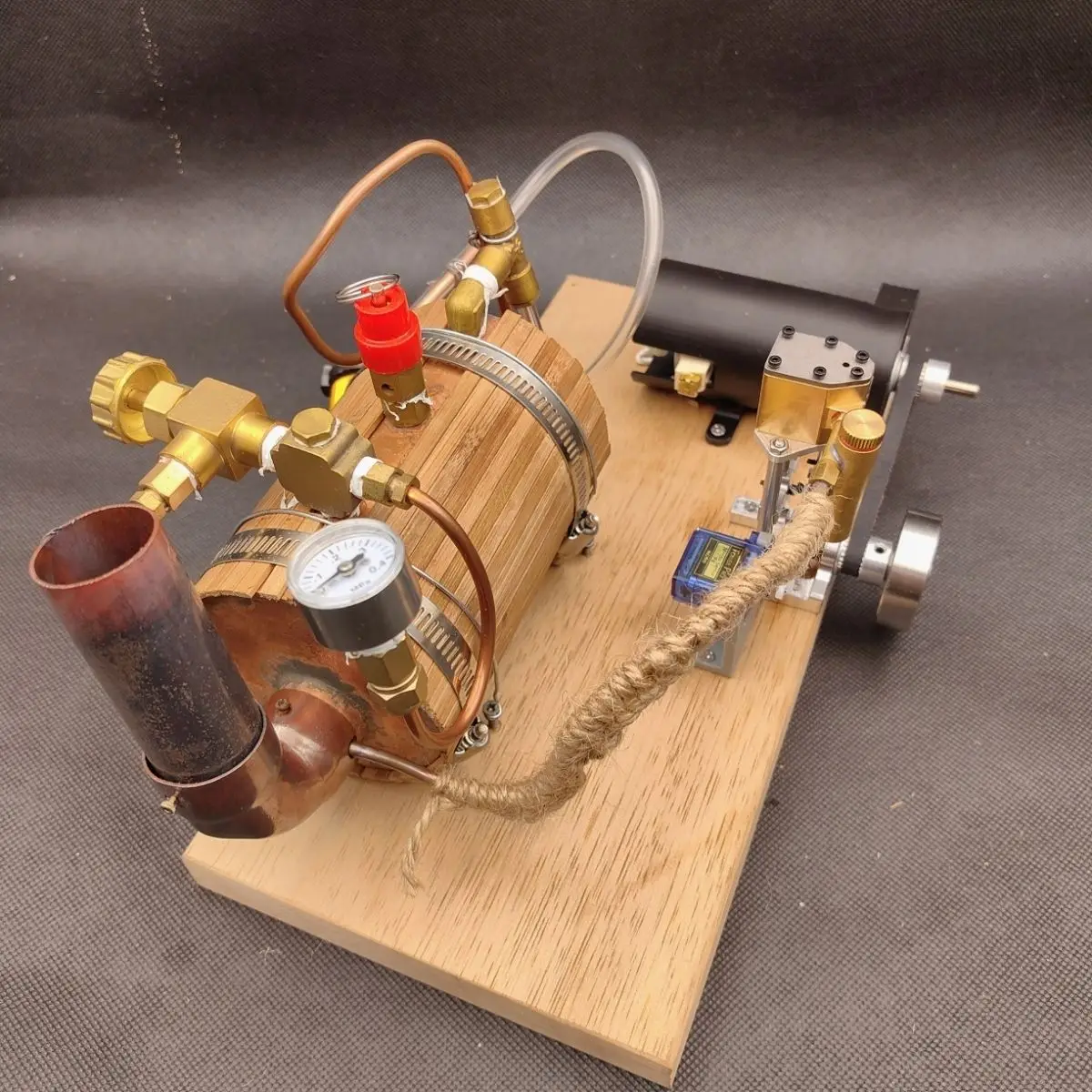 New Single-cylinder Reciprocating Steam Engine Metal Model with Boiler Generator and Light Bulb Set Physics Research Gift