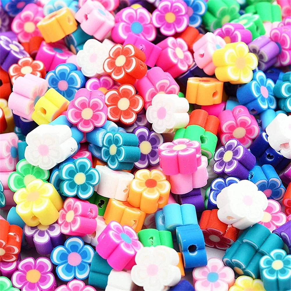 100/200 stücke Bunte Polymer Clay Blume Lose Spacer Perlen Für Schmuck Machen DIY Armbänder Halsketten Handwerk Liefert ﻿