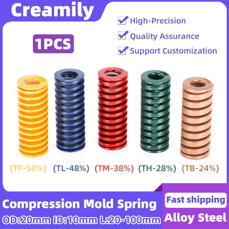 Creamily 1PCS Die Mold Springs Compression Spring Alloy Steel Stamping Springs Outer Diameter20mm Inner Diameter10mm L20-100mm