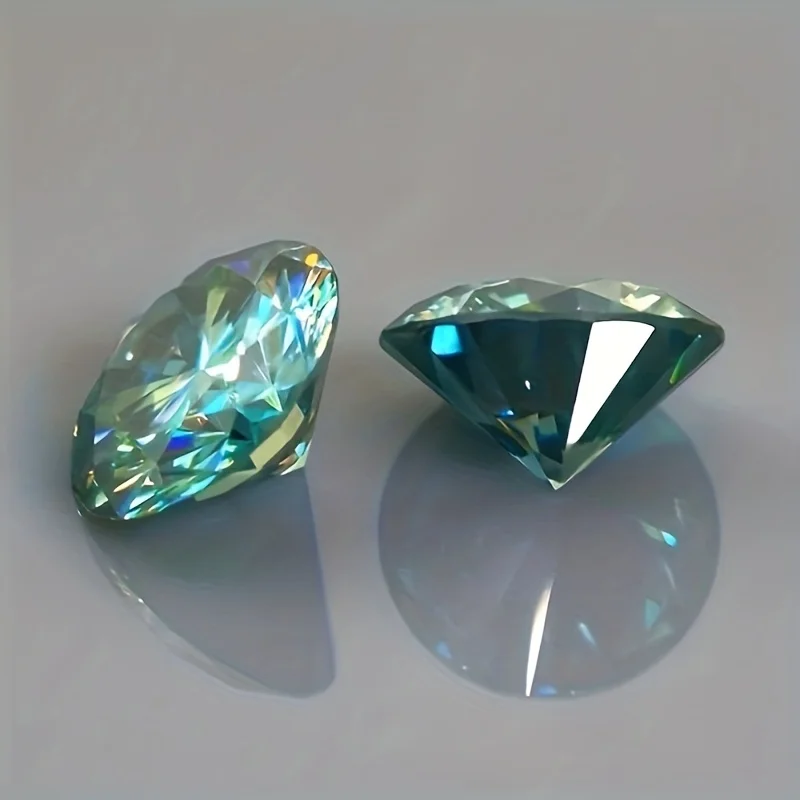 Round cut cyan Moissanite 0.5ct-2ct jewelry with gemstones