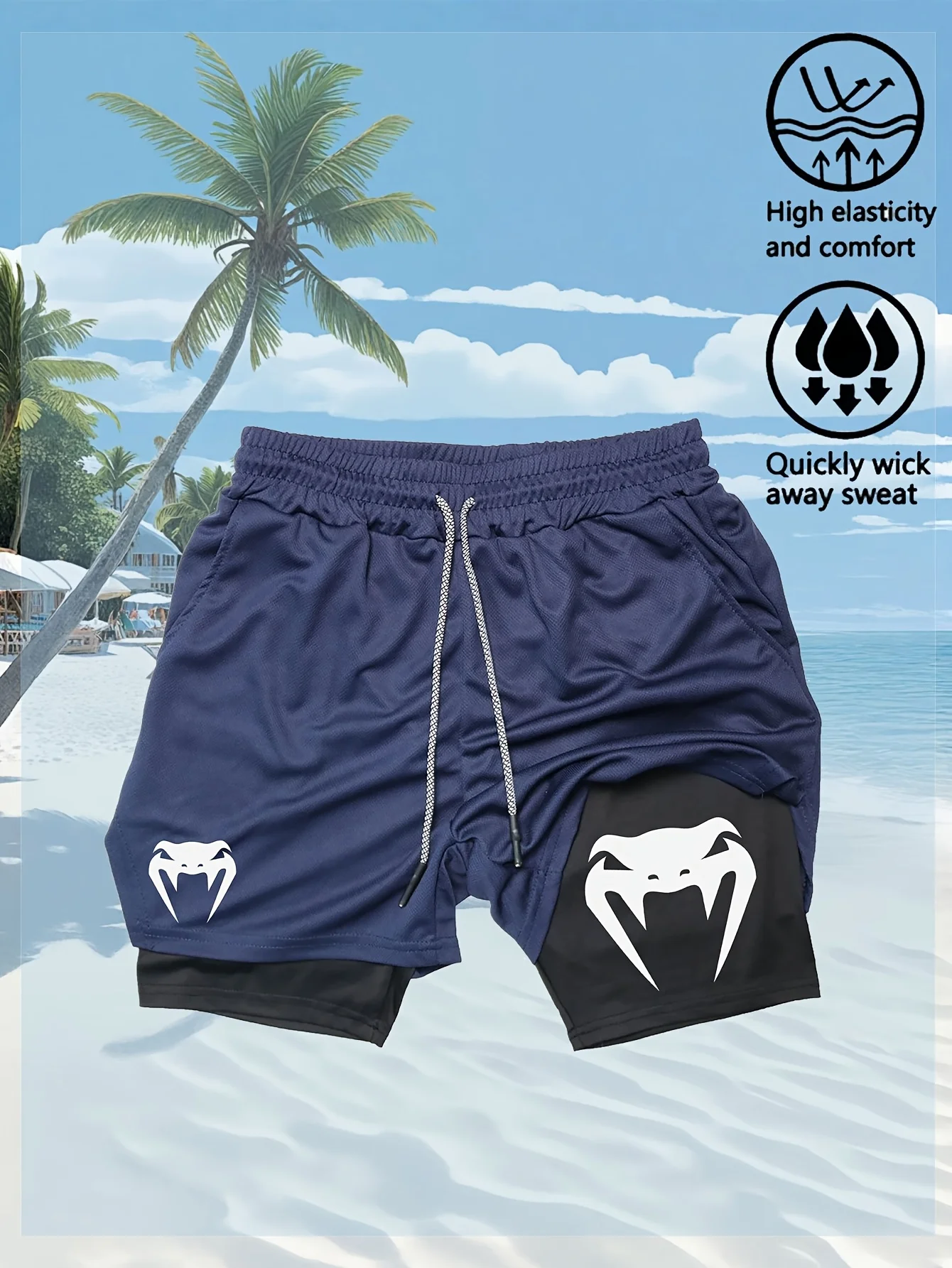 

New20,26Men's Quick-Dry Training Shorts with Elastic Waistband and Drawstring, Breathable Moisture-Wicking Athletic Shorts