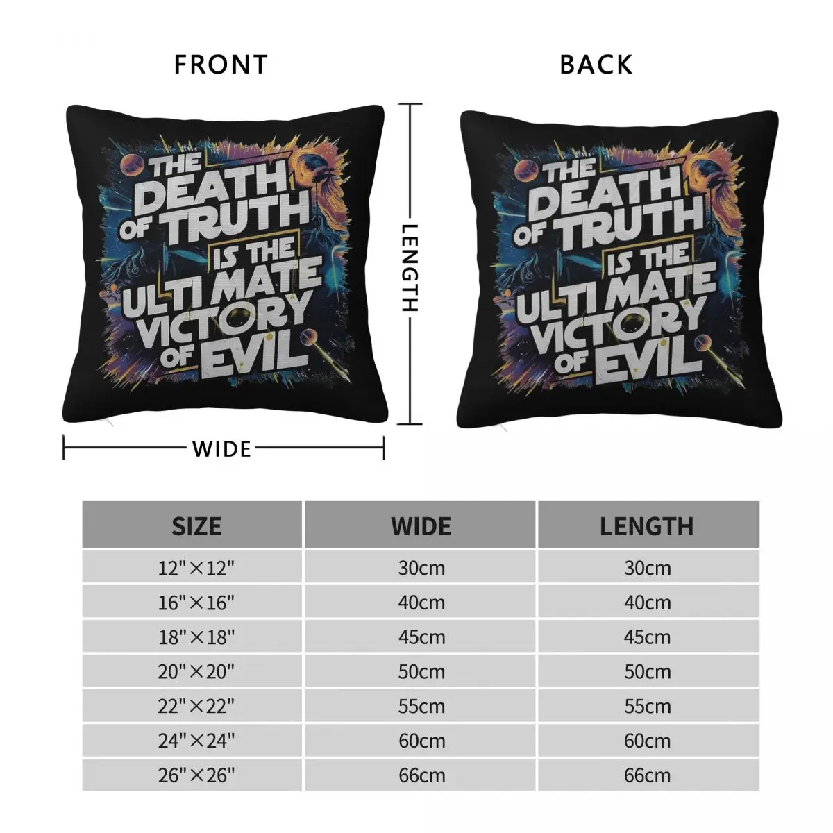 Death Of Truth Ultimate Victory Of Evil Square Pillowcase Polyester Linen Velvet Pattern Zip Pillow Case Sofa Cushion Cover