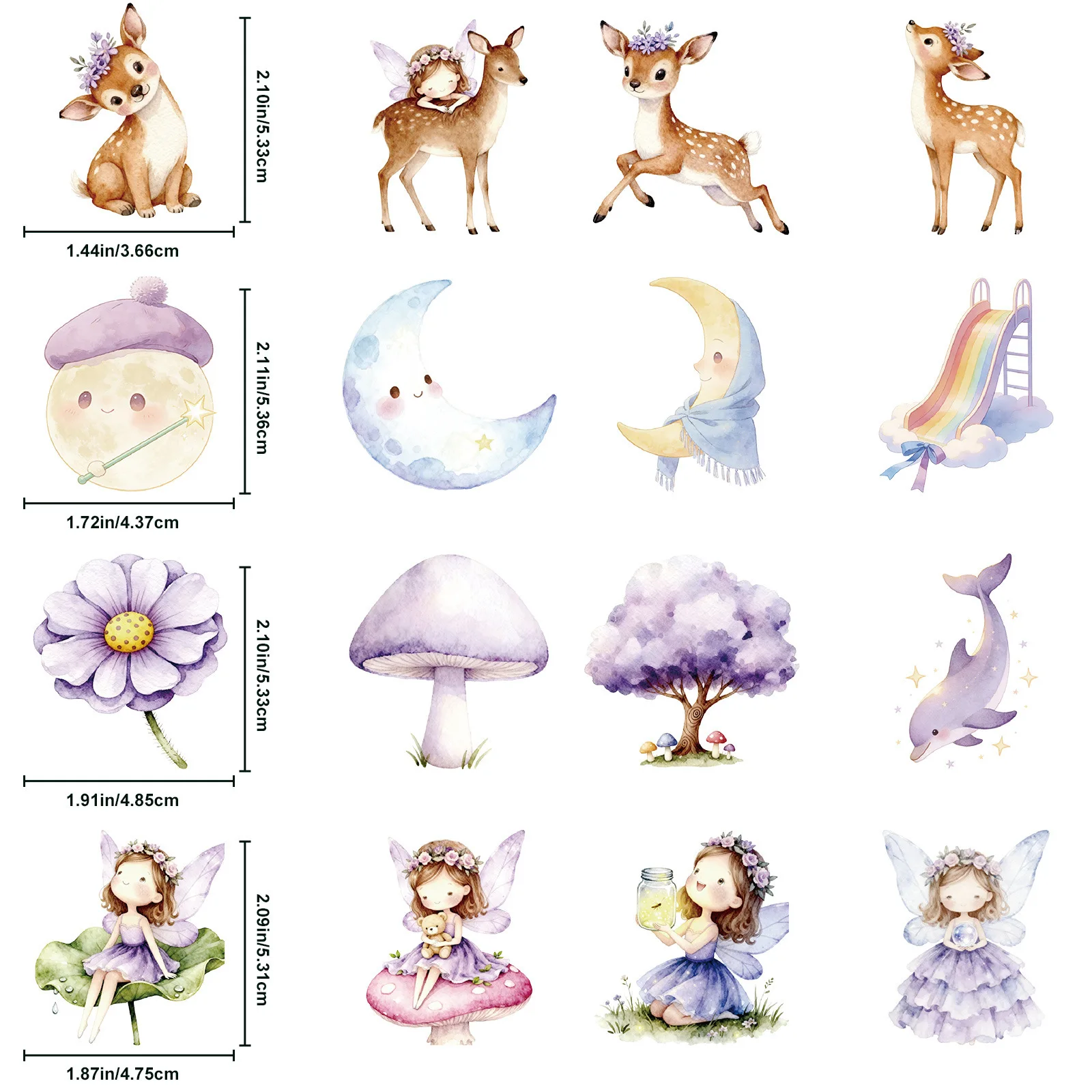 50Pcs Clear PET Fairycore Stickers Enchanted Forest Woodland Animal Decals Waterproof Scrapbook Junk Journal Resin Craft Gift