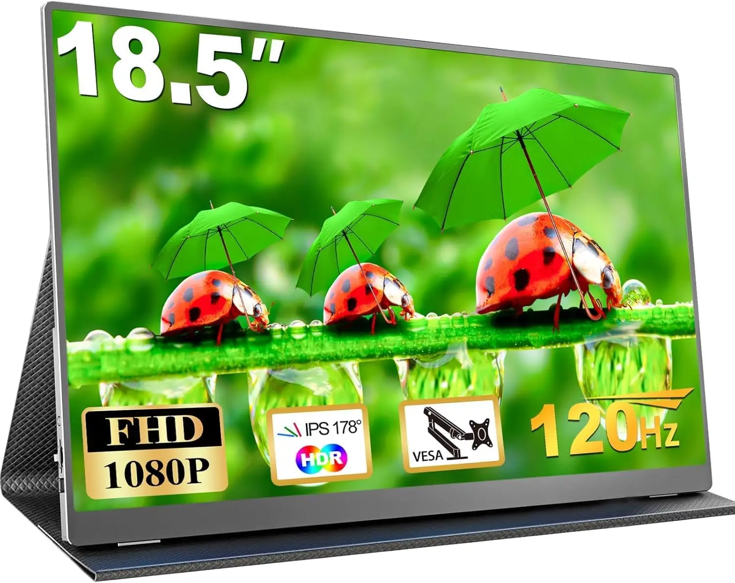 

18,5-дюймовый портативный монитор, 120 Гц FHD, USB-C, HDMI, дополнительный экран для ноутбука с умным чехлом