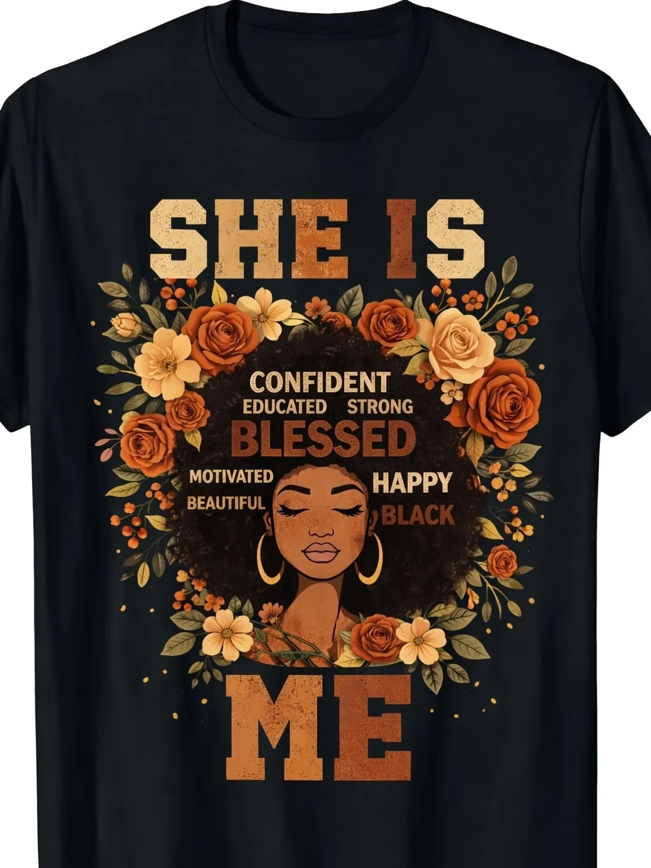 Fashion Empowering African Women'S T-Shirt Short Sleeve Tee Loose Retro Casual Short Sleeve Shirt Round Neck Print Pattern Tops