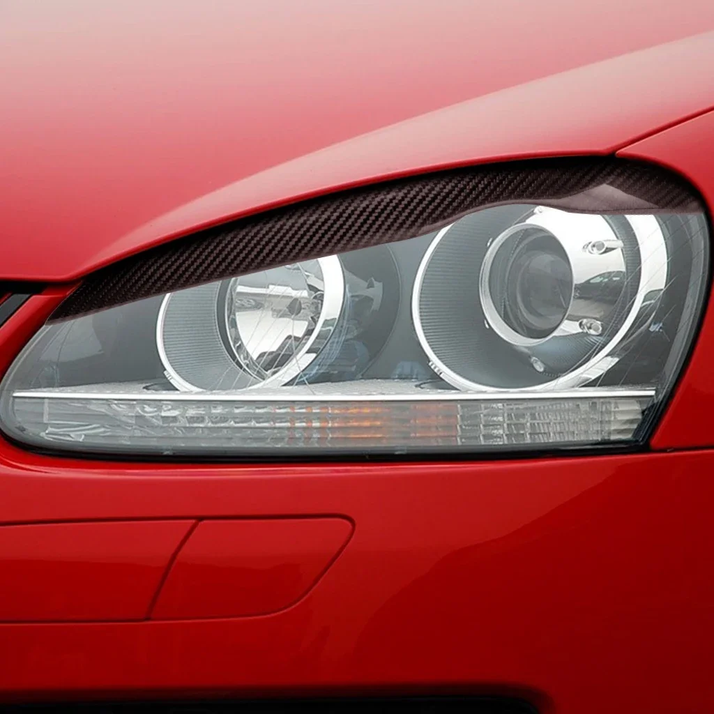 GEFENSI Car Headlight Head Lamp Eyebrow Eyelids Sticker Trim Cover For Volkswagen Golf5 MK5 2005 2006 2007 2008 2009 Real Carbon