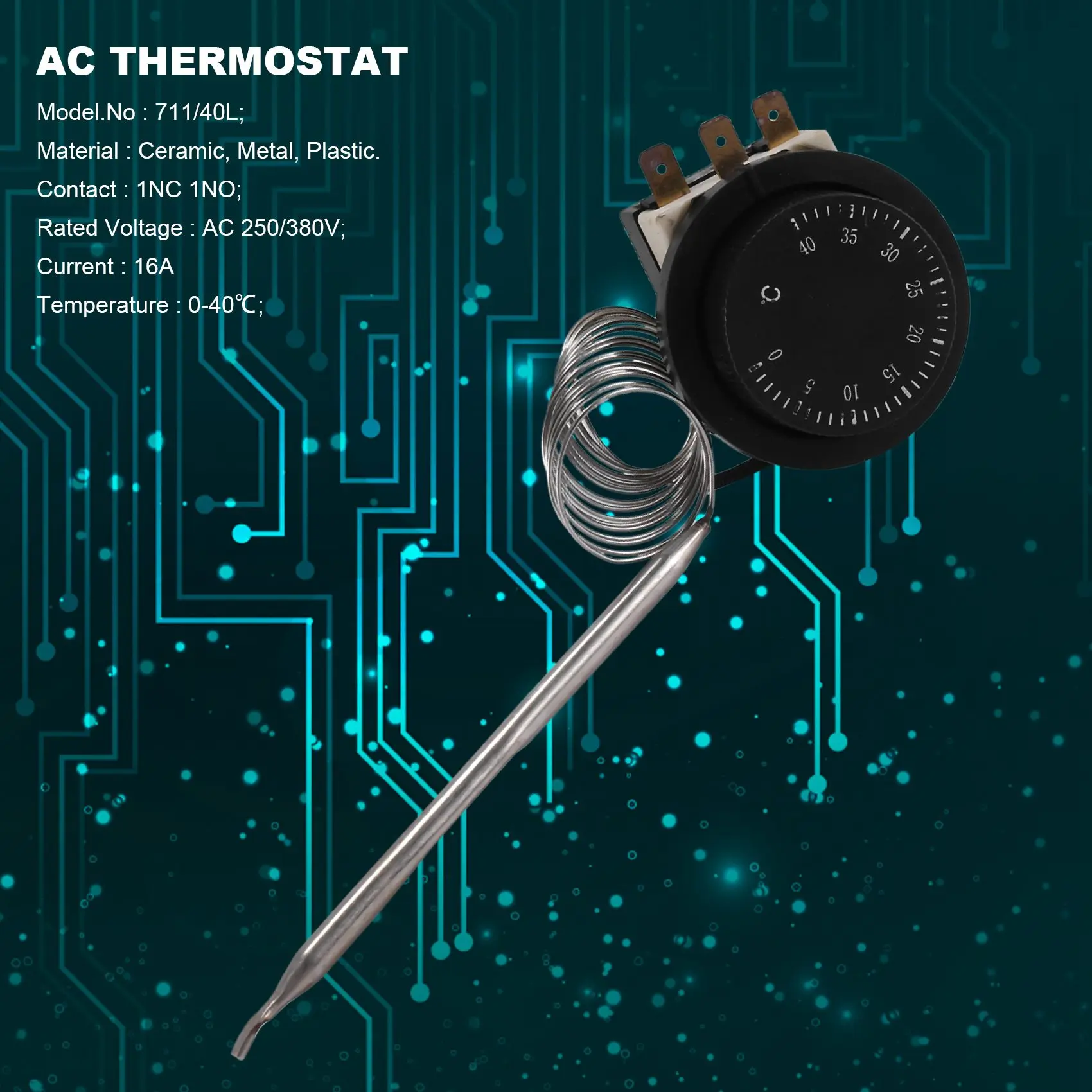 AB33-1NC 1NO AC 250V/380V 16A 0-40C Temperature Control Switch Capillary Thermostat
