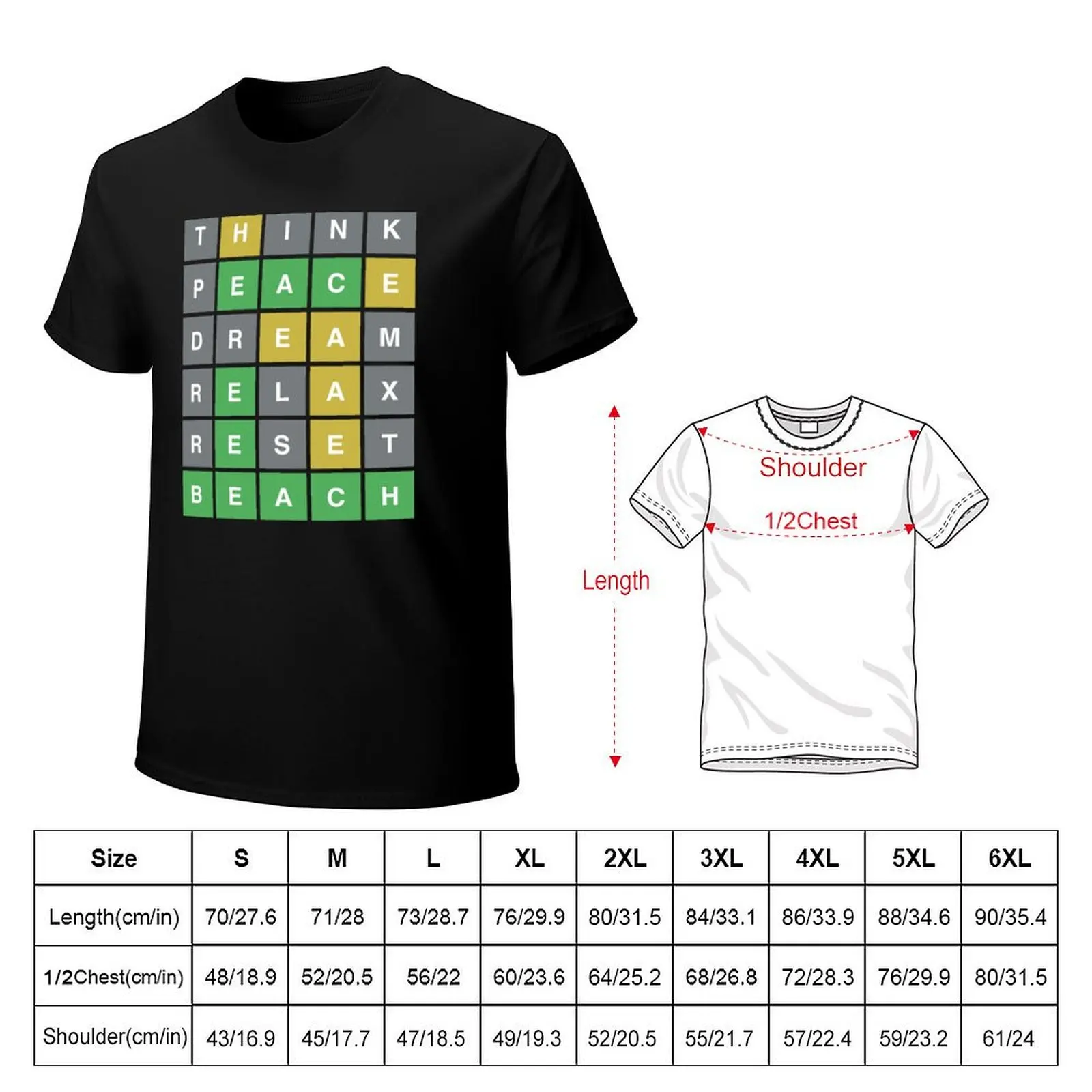 BEACH RESET Wordle Think Peace Dream Relax T-Shirt Breathable Mesh Panel T-Shirt