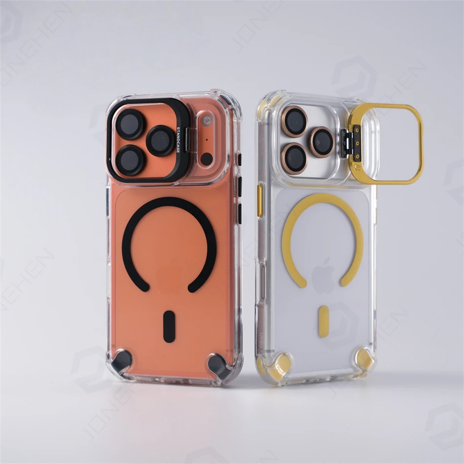 الفاخرة المغناطيسي للصدمات الوفير حالات آيفون الهواء 17 16 15 14 13 12 برو ماكس الزجاج عدسة حامي حامل غطاء ل Magsafe