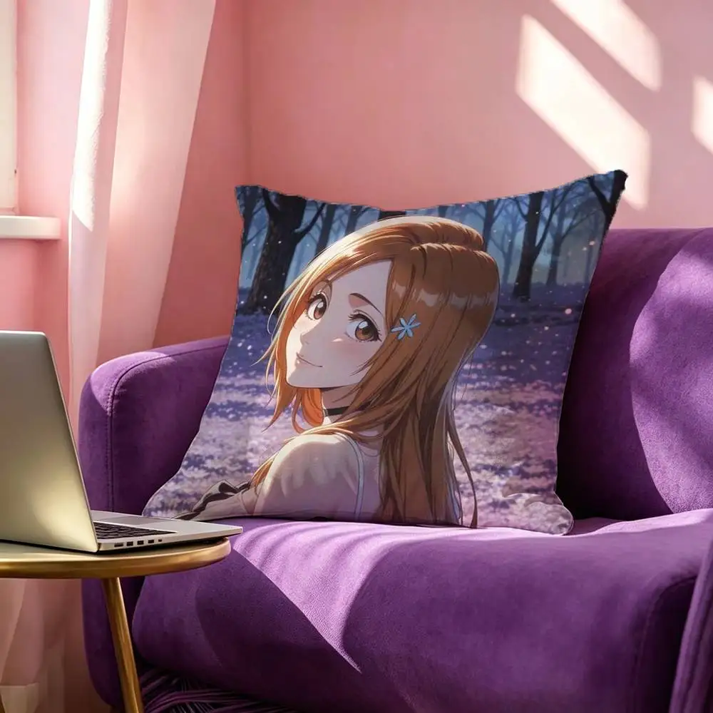B-Bleach O-Orihime Inoue Square Double-Sided printed Pillow Case Bedroom Bedside Pillow Sofa Cushion Cover 3