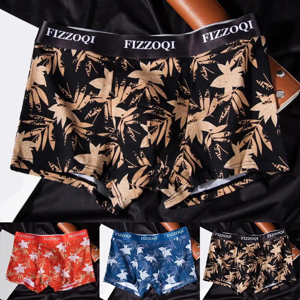 Men Breathable Printed Thin Boxer Briefs Cotton Spandex Underwear with Pouch Trunks Underpants for Comfortable Fit