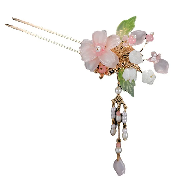 Vintage Hair Sticks Hairpins Chinese Hanfu Hair Accessories Flower Tassel Hair Forks Chopsticks Girls Party Headpiece Jewelry