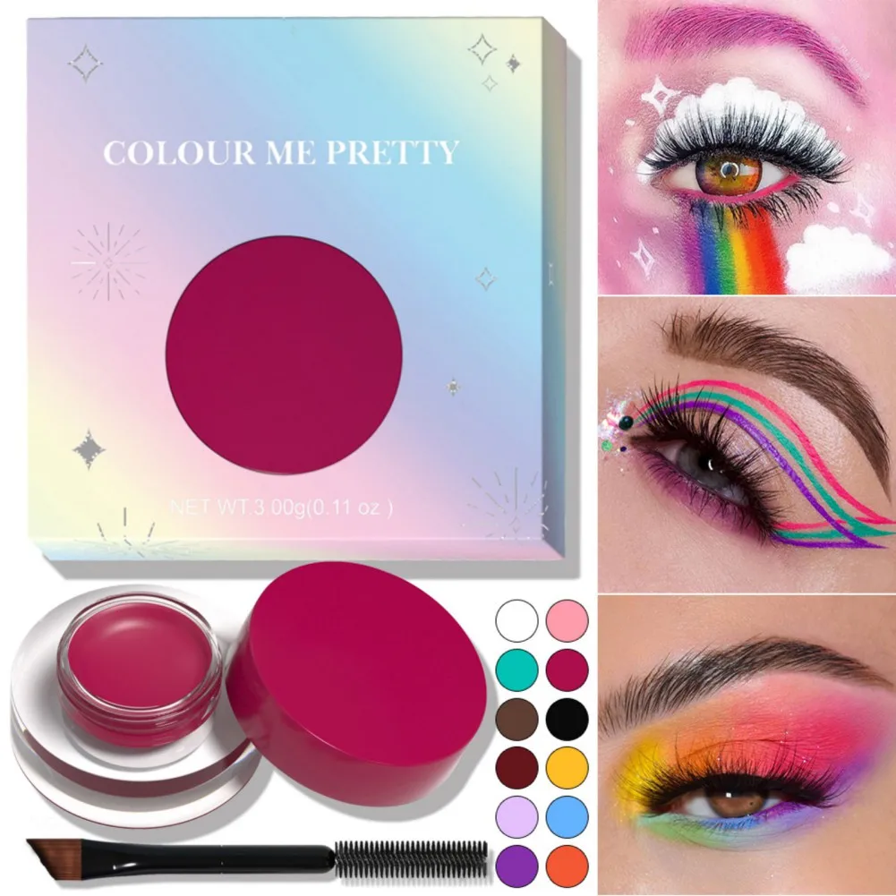 Colorful Waterproof Eyeliner Cream Make Up Beauty Comestics Long-lasting Eye Liner Gel Makeup Tools for Eyeshadow with Brush