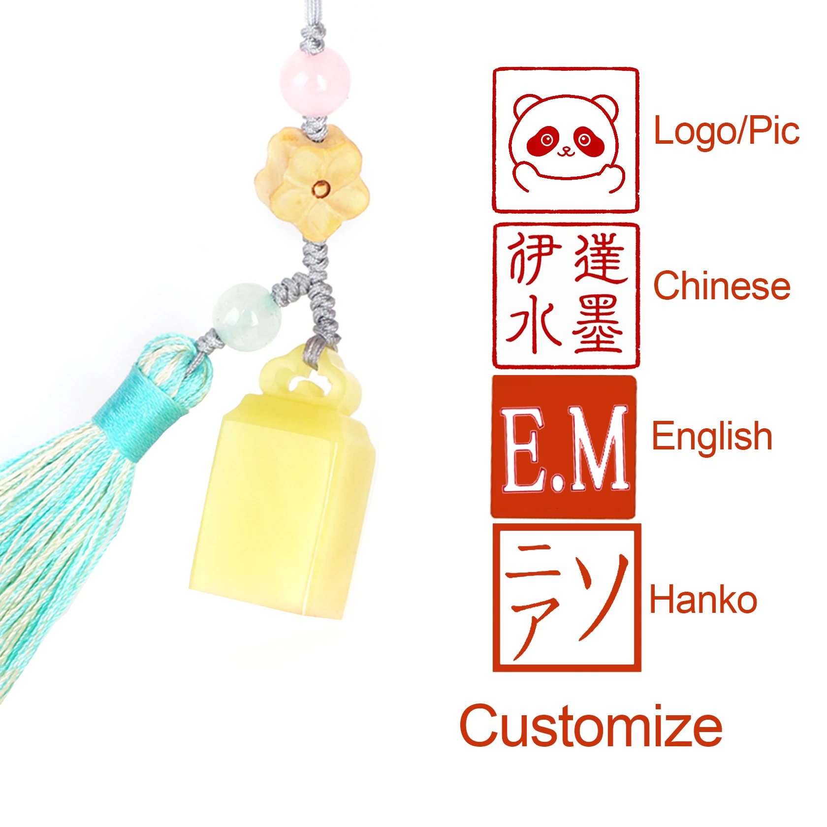 

Customize Name Stamp Green Stone Seal for Calligraphy Chinese English Korean Hanko Stamp Logo Picture Customized Gift Stamp