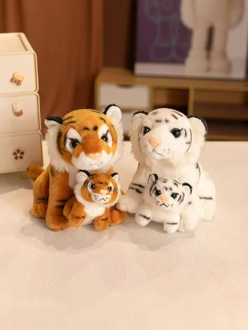 Nieuwste Gesimuleerde Moeder en Zoon Tijger Pop Kawaii Gevulde Knuffel Pop Cartoon Anime Leuke Kussen Kinderen Verjaardagscadeau Pop
