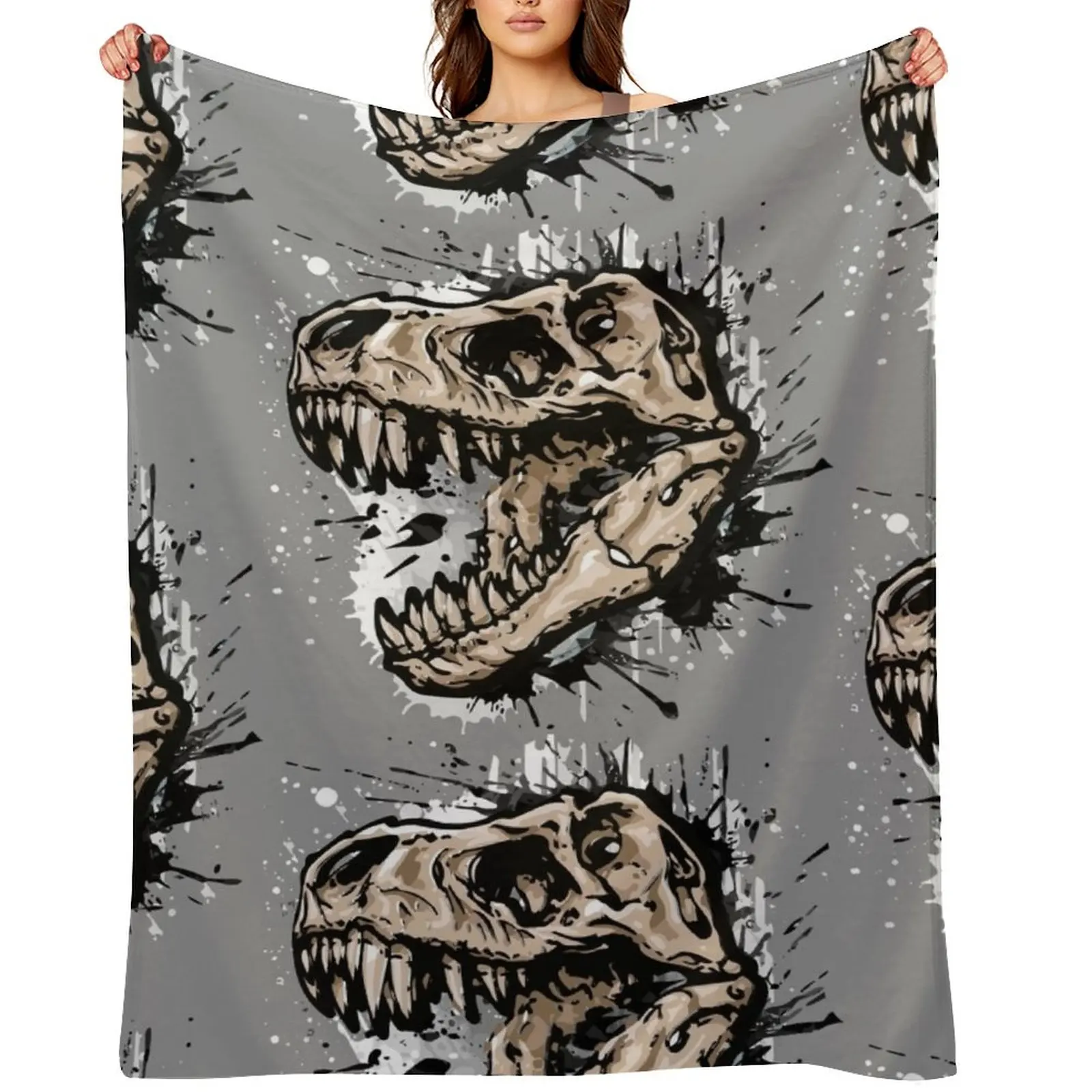 Dinosaur - tyrannosaurus rex - trex - t-rex Throw Blanket Loose Polar Flannel Warm Blankets