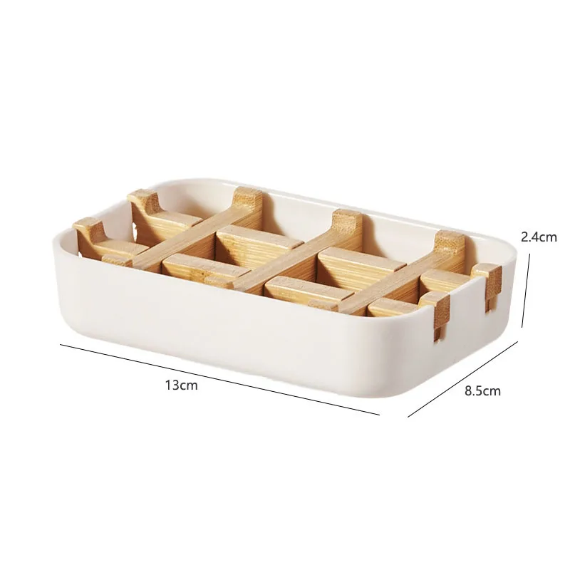 Bamboo Wooden Soap Dishes for Shower with Drainage Bathroom Bar Soap Holder Detachable Soap Stand Sink Deck Bathtub Shower Tray
