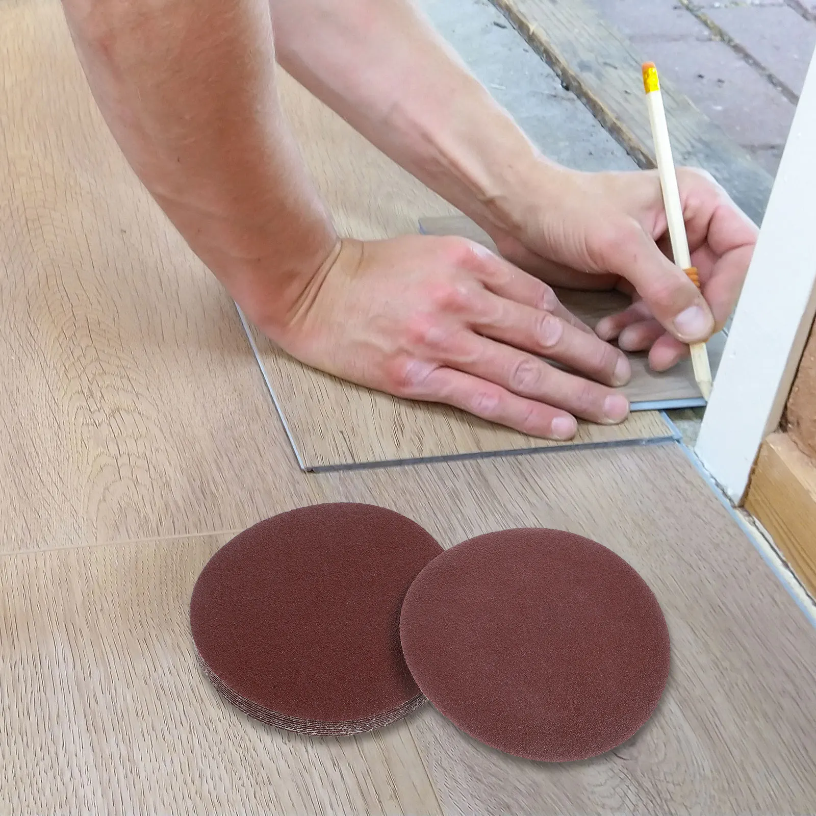 

100pcs Round Sandpapers 80 Woodworking Flocking Sanding Pads Fine Grit Sandpaper For Furniture Polishing Grinding