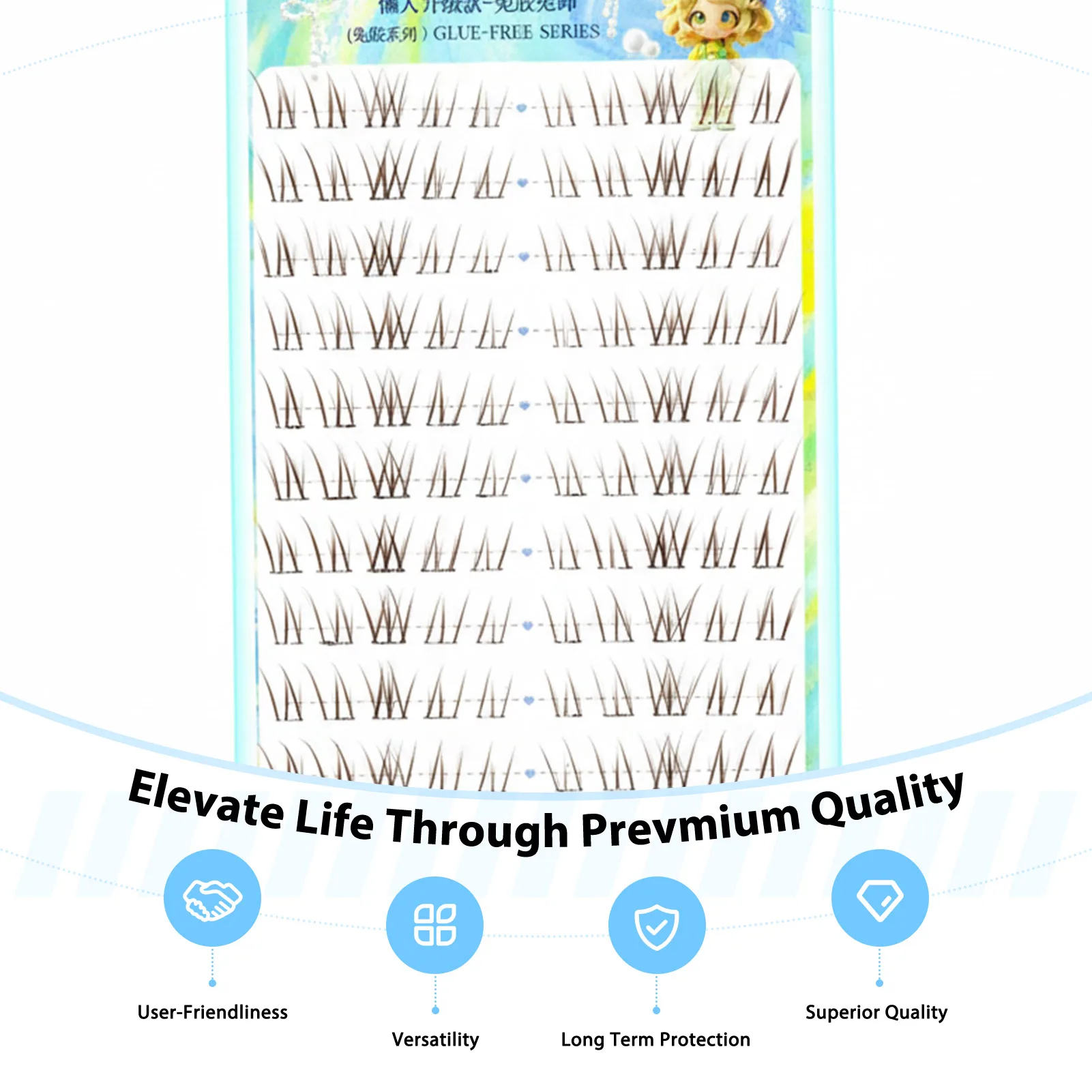 رموش صناعية لاصقة بنية اللون تمديد 9-11 ملم رموش من الألياف الاصطناعية المختلطة للارتداء اليومي والرموش المزيفة للمكياج #3
