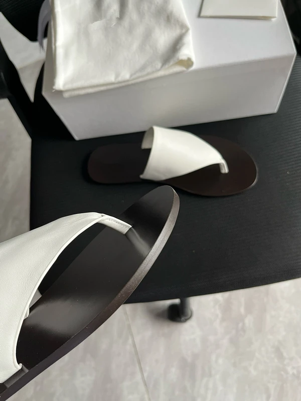 Dave&Di Nordic Minimalism Fashion Genuine Leather Flat Slippers Shoes Women Vintage Casual Pinched Sandals For Summer