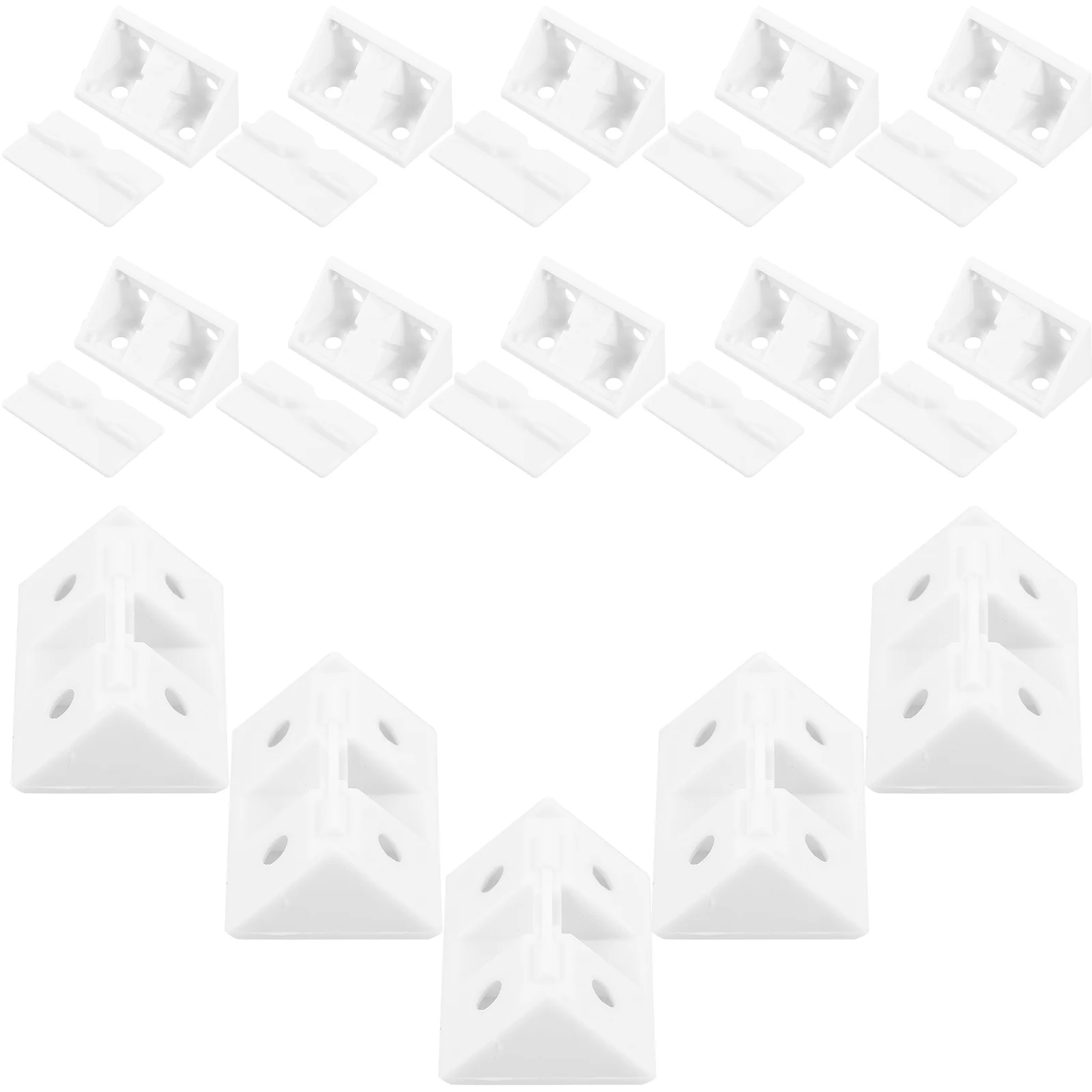 20 Pcs Thick Cover Corner Brackets Furniture Cabinet Right Angle Shelf White Small Support Plastic Easy Install