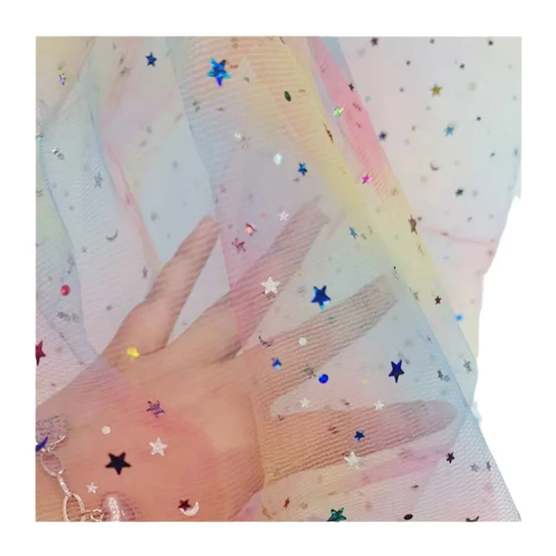 Glitter Rainbow Gradient Mesh Fabric Glitter Wedding Dress Headdress DIY Sequins Photo Background Materails Stage Costumes