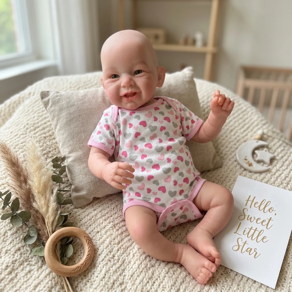 18 Zoll große, lebensechte Silikon-Reborn-Babypuppe, handgefertigt, weiches Neugeborenen-Spielzeug, Geburtstagsgeschenk