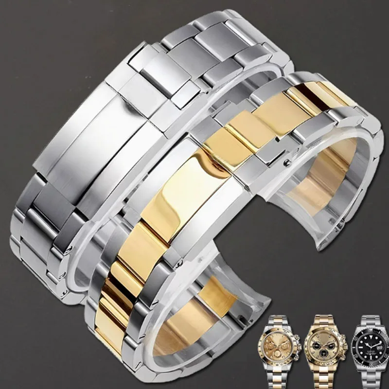 

Curved End Metal Watch Band for Rolex Submariner Black Green Water Ghost Luxury Solid Steel Wrist Bracelet Accessories 20mm 21mm
