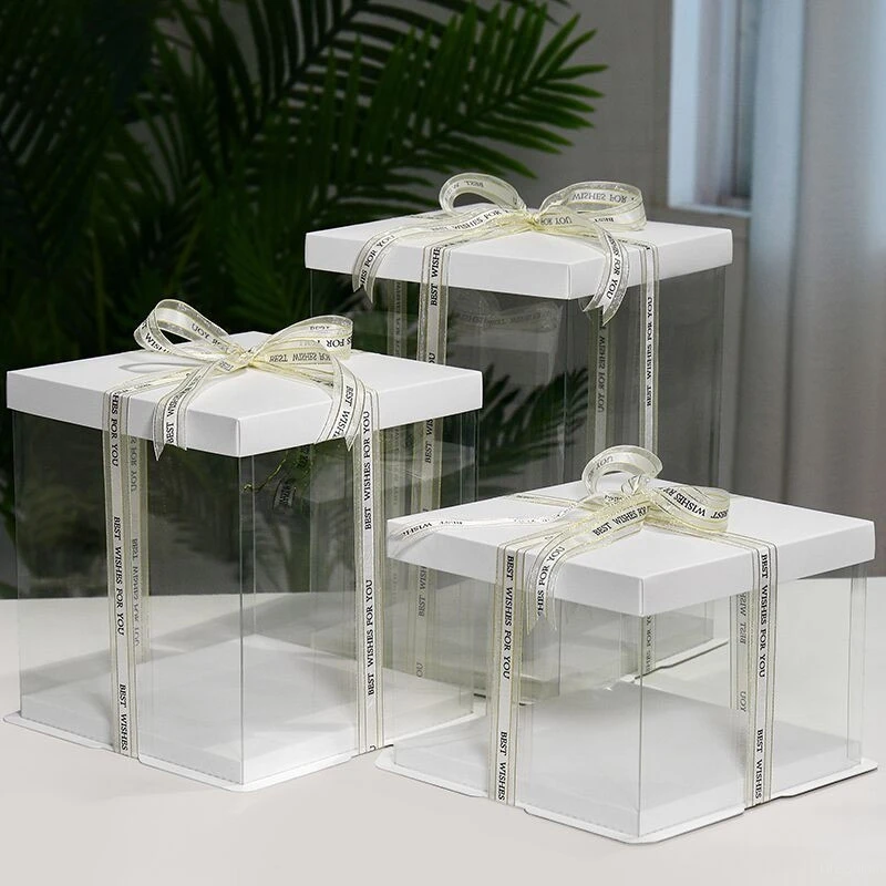 Transparent Packing Box Multi color Birthday Wedding Valentine Favor Chocolate Cake Packaging Boxes Party Wrapping Supplies