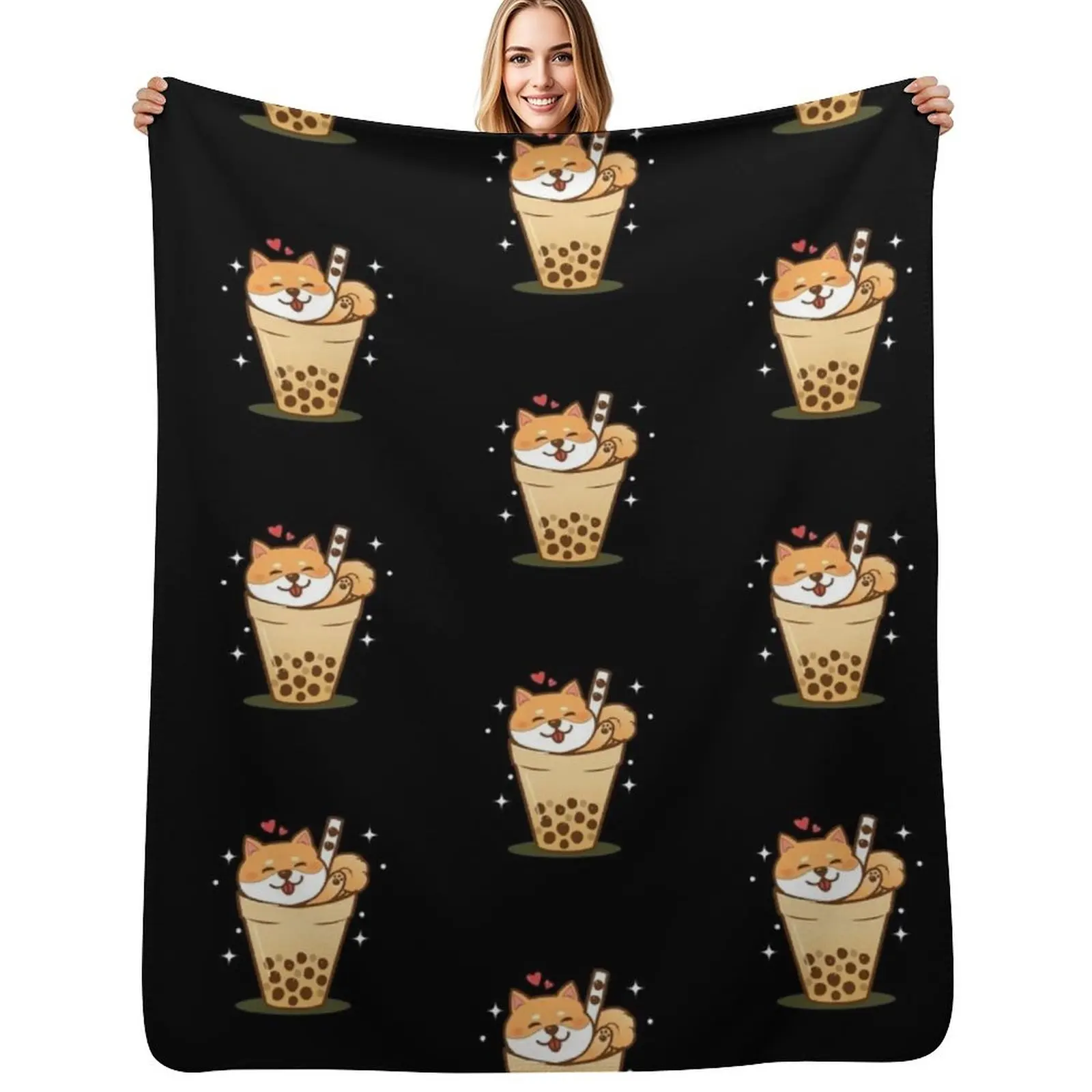 Shiba Inu Throw Blanket Foldable Soft Warm Blanket for Outdoor Use