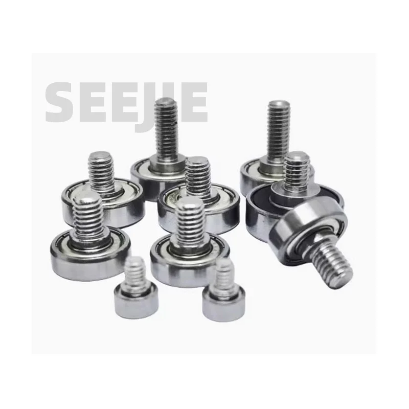 8Pcs NST-JS60514-5  M5 External thread bearing with screw bearing wheel roller shaft rod screw track small pulley