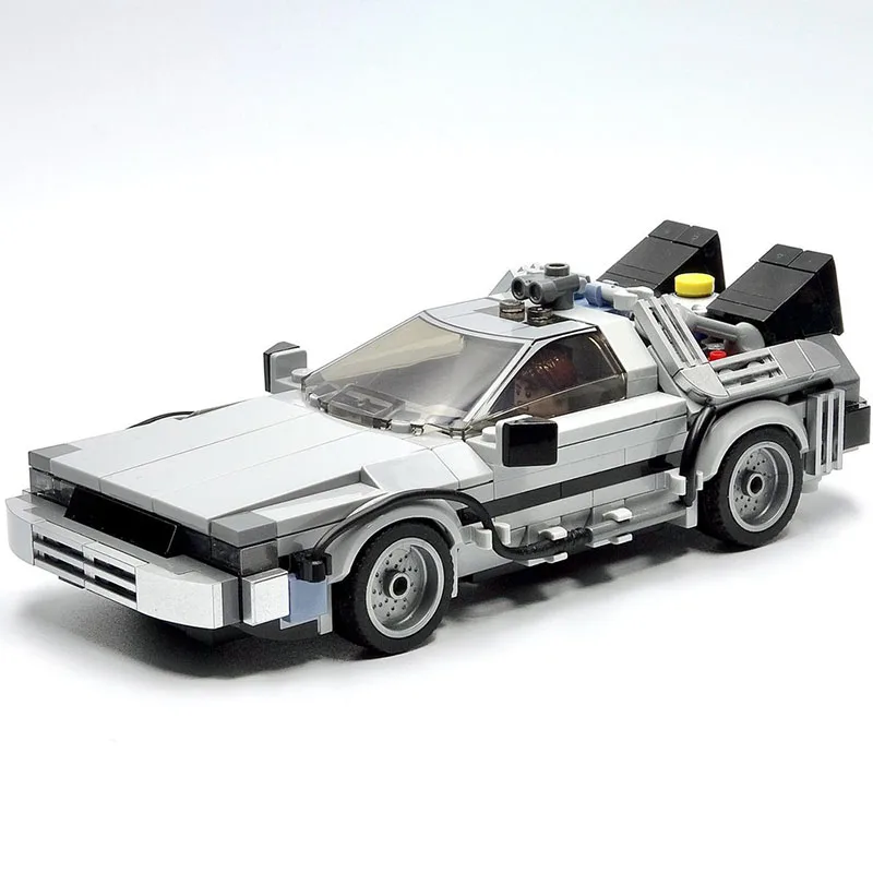 408pcs MOC DeLorean Time Machine City Champions Model Building Blocks Shelf Decor, Bookshelf Decor, Home Decor Home Decor Gift