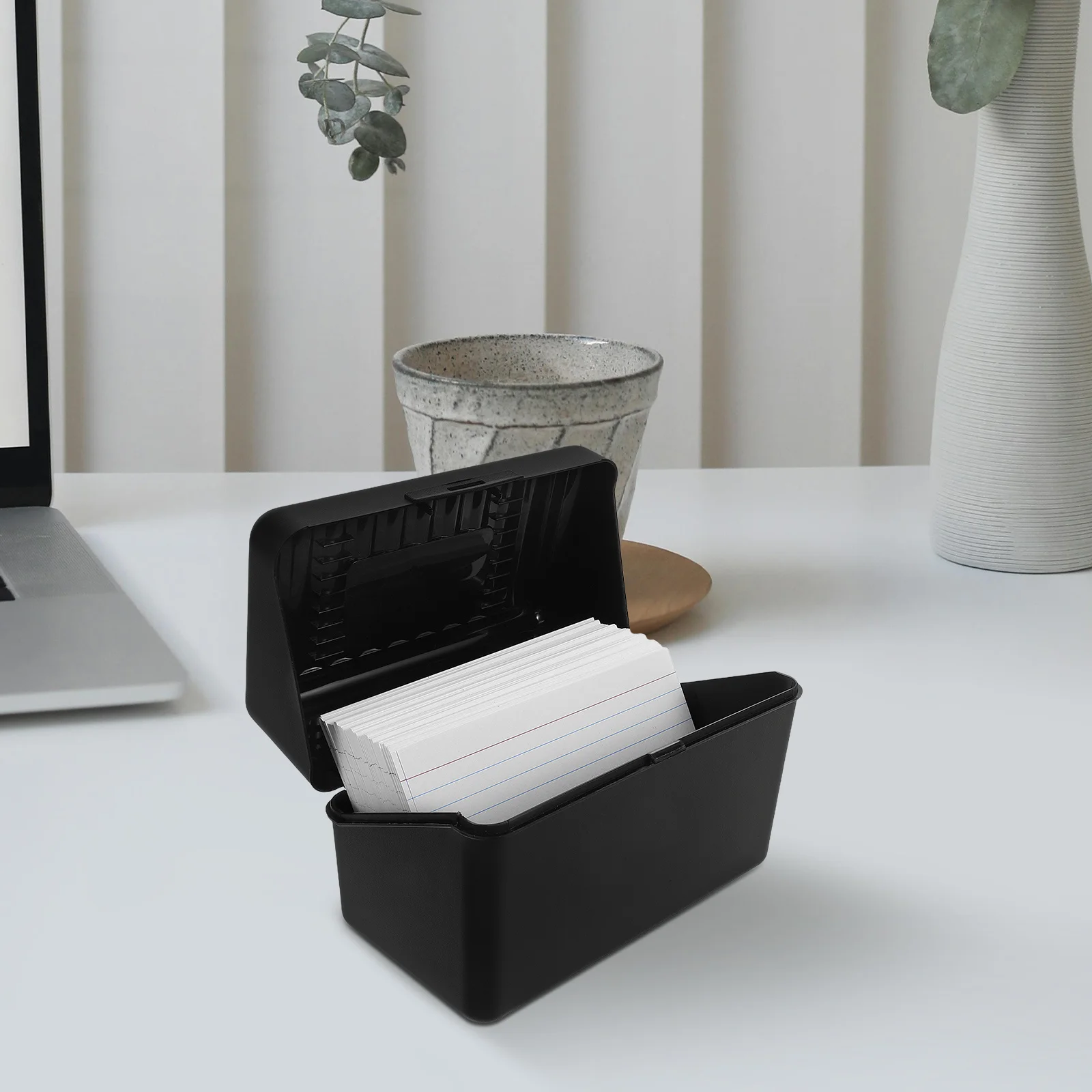 Funkcjonalny organizer na dokumenty na biurko z pudełkiem na karty indeksujące, zawiera kartki z podziałem, świetne pudełka do przechowywania kartek okolicznościowych.