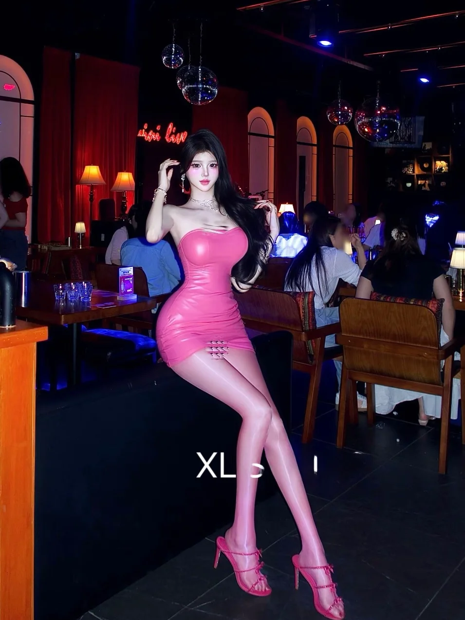 

Sexy ort Wrap Chest Bodycon Skirt Dr s Pink Nightclub loween Leather Fake Leather Urban Commute Dr