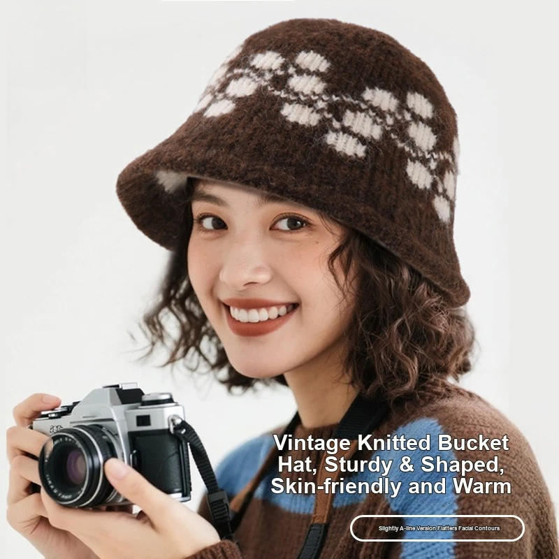 Cold Resistant Knitted Fisherman Hat Retro Jacquard Blended Wool Warm Protective Winter Outdoor Wear for Men and Women
