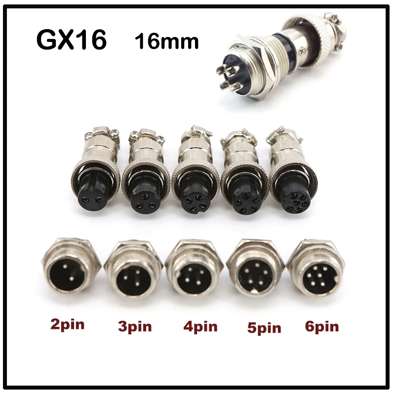 

16mm GX16 Metal Aviation Socket Coupler Connector Electric Cable Terminal Fixed Butt Mobile Type 2/3/4/5/6pin core Male Female B