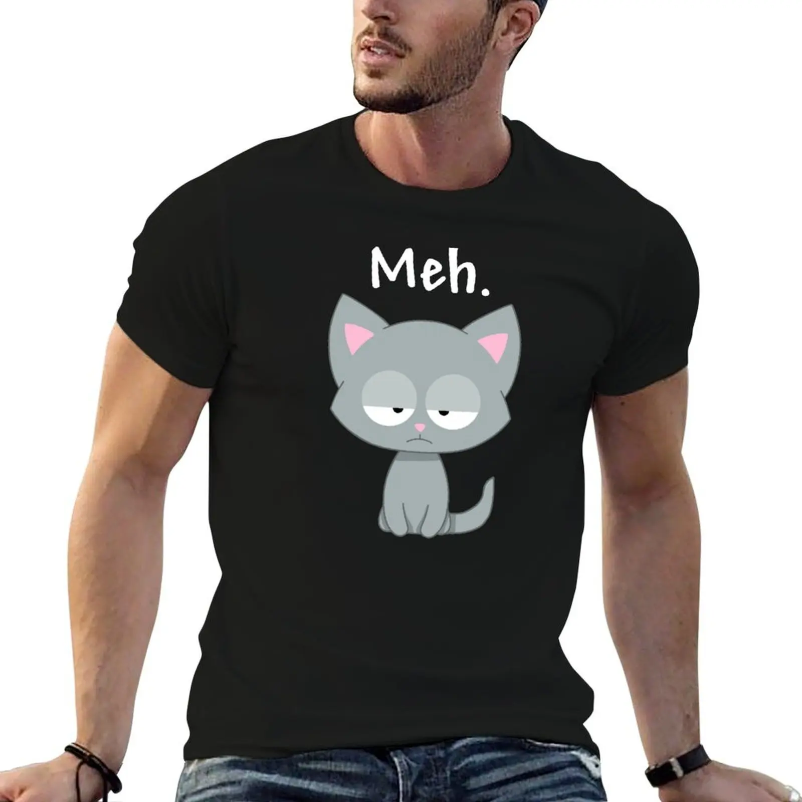 Meh Cat Sarcastic Kitten T-Shirt customizeds vintage anime shirt man t shirt mens t shirts casual stylish