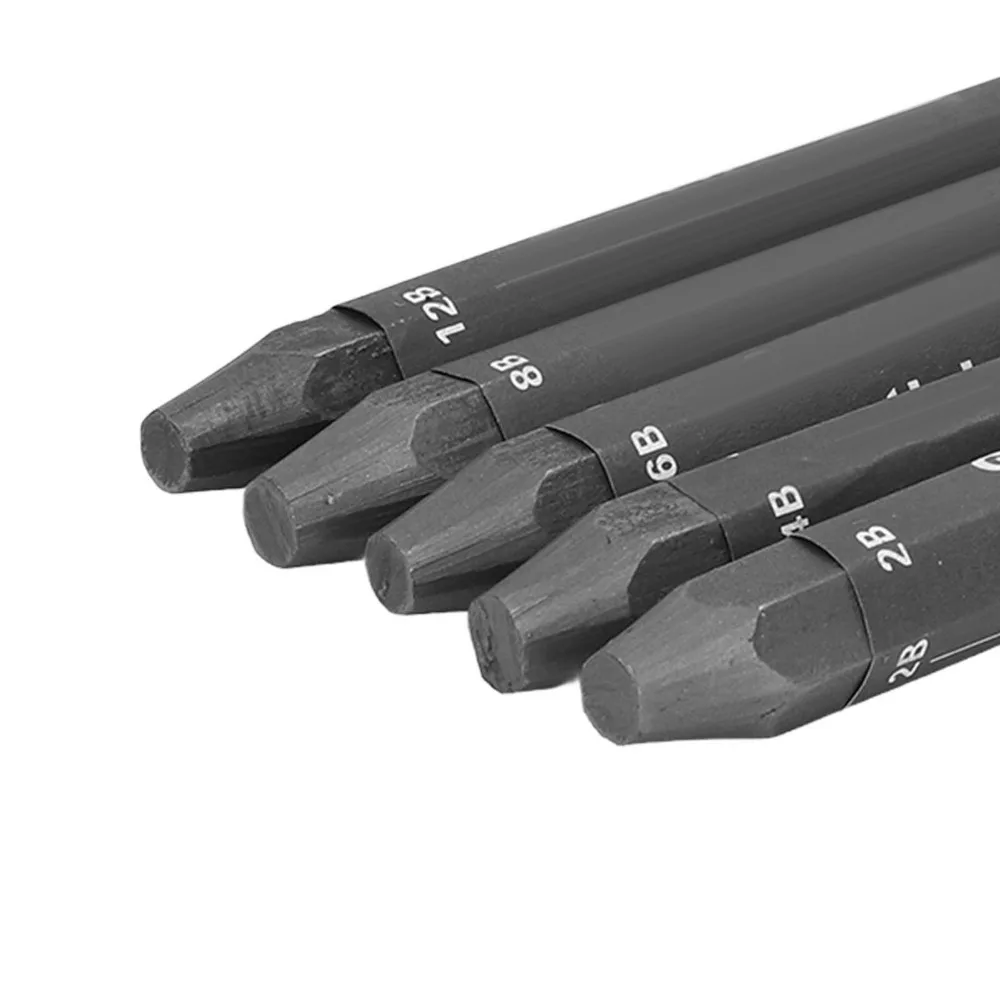5pcs Hexagonal Shape Drawing Sticks 2B 4B 6B 8B 12B Water Soluble Formula Water Soluble Sticks Sketching Set
