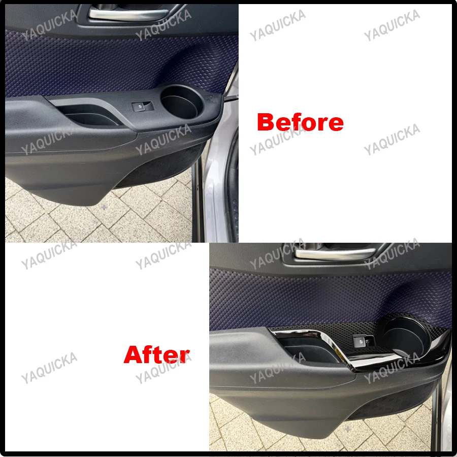 YAQUICKA Piano Black Car Accessories For Toyota CHR C-HR 2016 2017 2018 Car Rear Door Armrest Cover Frame Interior Auto Styling