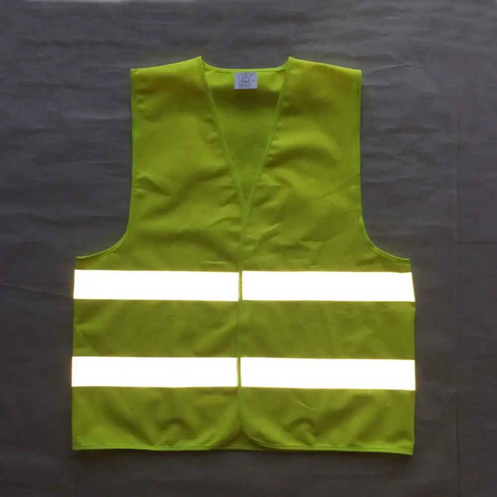 Fluorescent Green Reflective Vest Sleeveless Tops Traffic Running Safety Reflector with Reflective Stripe