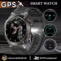 Military Smart Watch 466*466 AMOLED Full Touch Screen 10ATM Waterproof GPS 730mAh High Battery Compass 170+ Sports Modes For Men