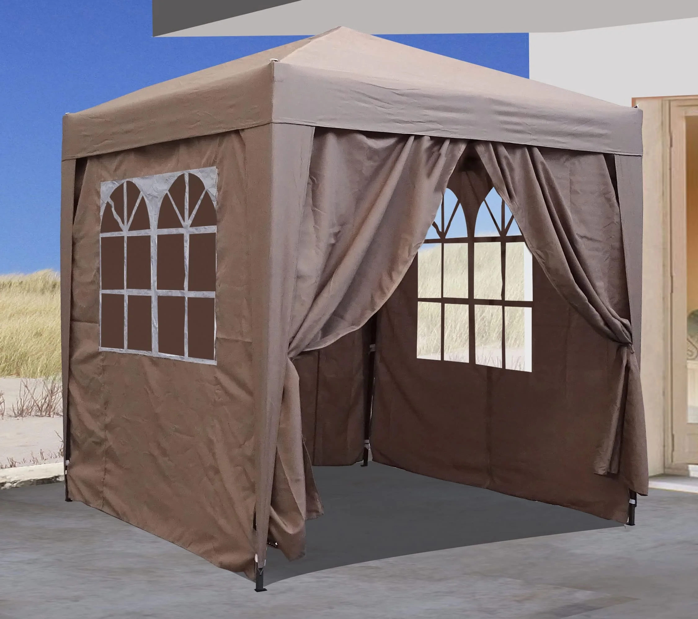 Tents Camping Outdoor, Patio Instant Sun Shelter with Sidewall, 2 X 2m  Collapsible Trade Show Gazebo Canopy Tent