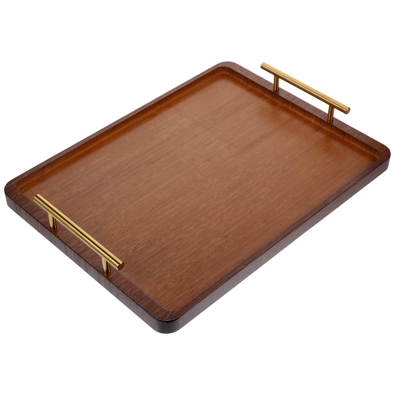 

Snack Bamboo Storage Tray Food Trays Divided Fruit Veggie Serving Stainless Steel with Handles