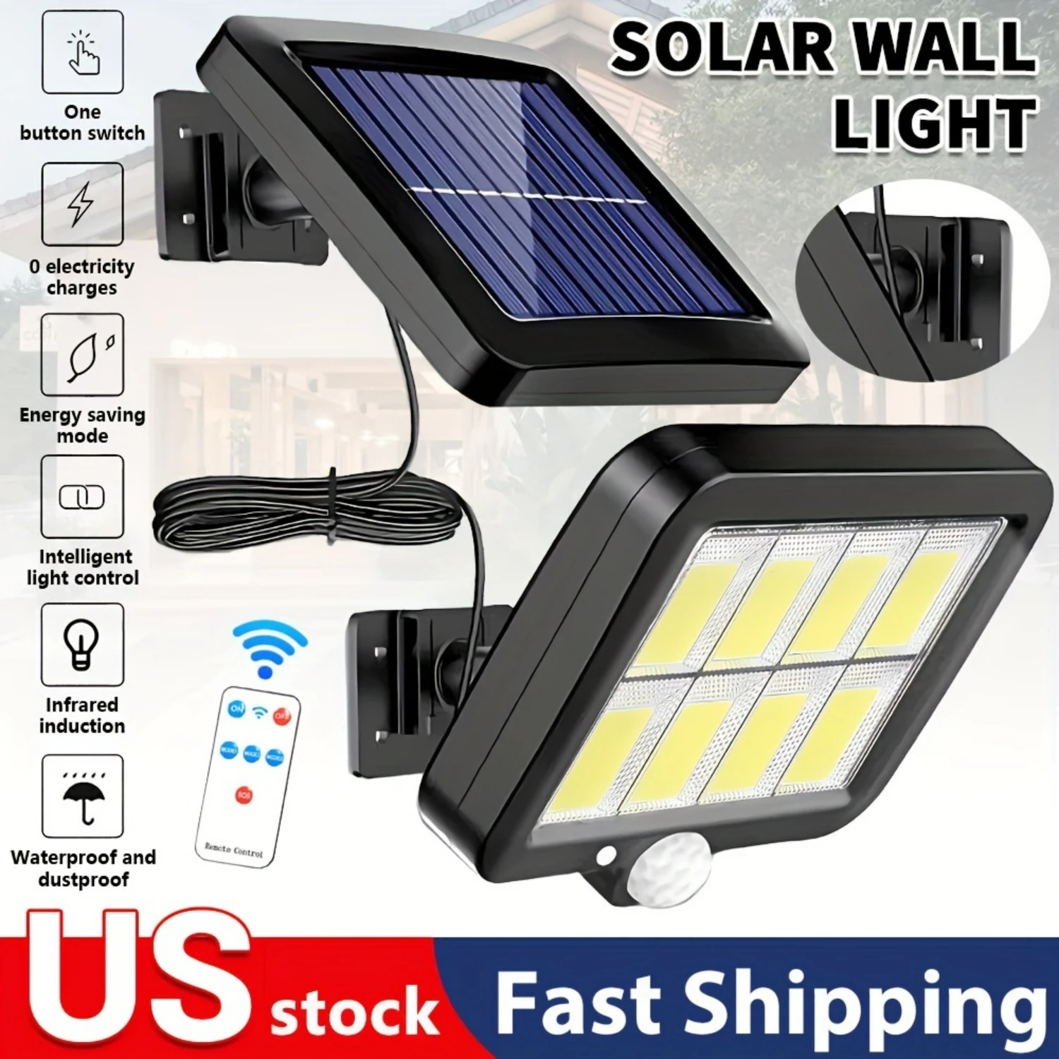 

Waterproof Ultra Bright Separable Solar Porch Light with Motion Sensor, 160 LEDs Solar Wall Lights Outdoor for Patio Yard Deck G