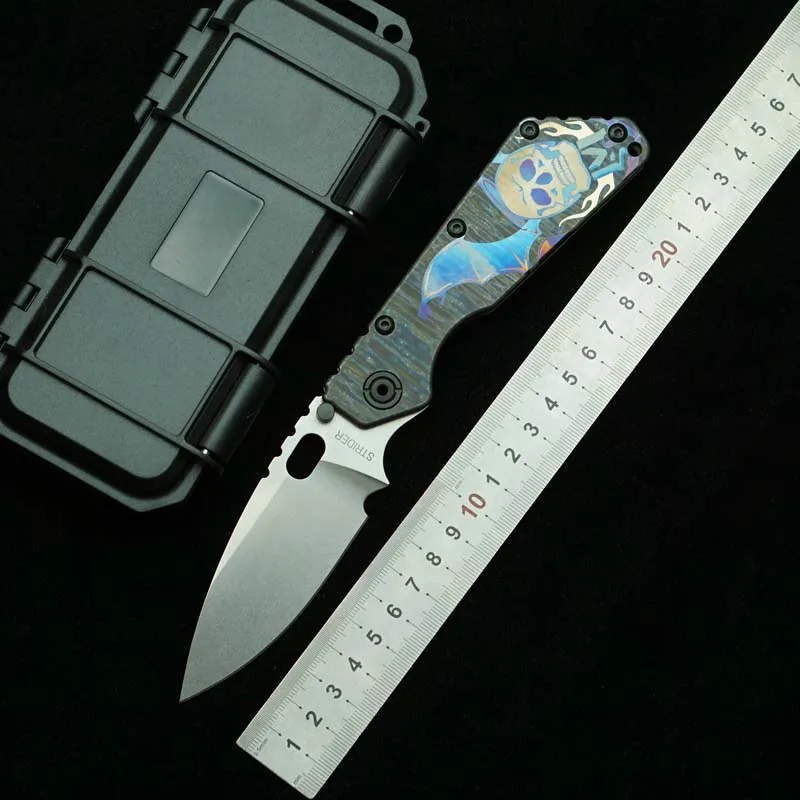 

LEMIFSHE AUS10 Blade Titanium Alloy Handle SMF Carve Strider Logo Outdoor Camping Kitchen Survival Pocket EDC Tool Folding Knife