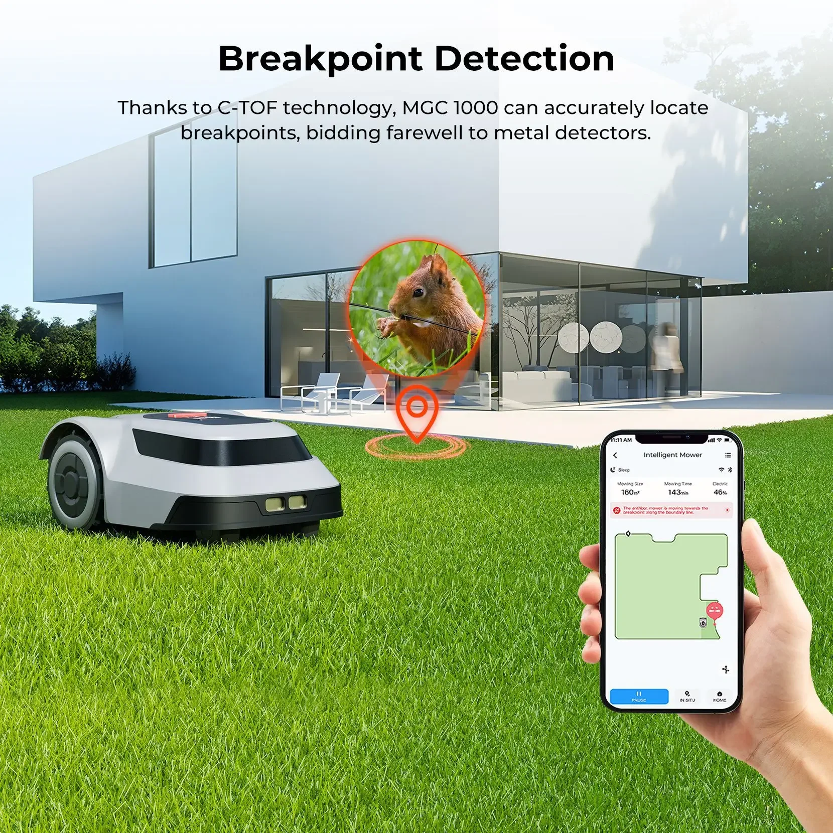 Robot Lawn Mower Perimeter Wire Free for 1/8 Acre RTK+Vision Robotic Lawnmower, AI-Assisted Mapping